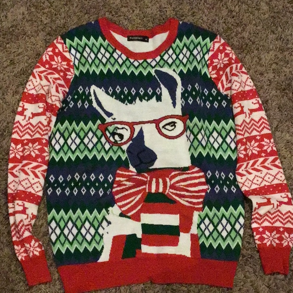 Medium Raisevern Llama Christmas Sweater